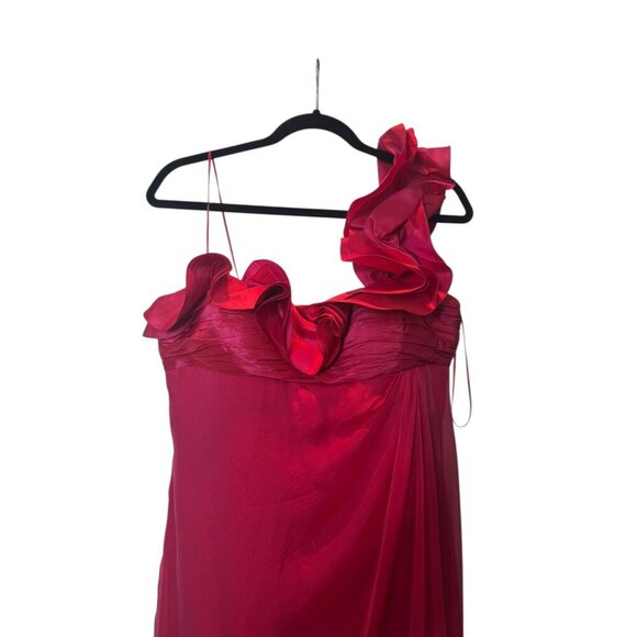 Rickie Freeman for Teri Jon Red One Shoulder Gown | Size 12 | Formal Evening Dre - Picture 4 of 4